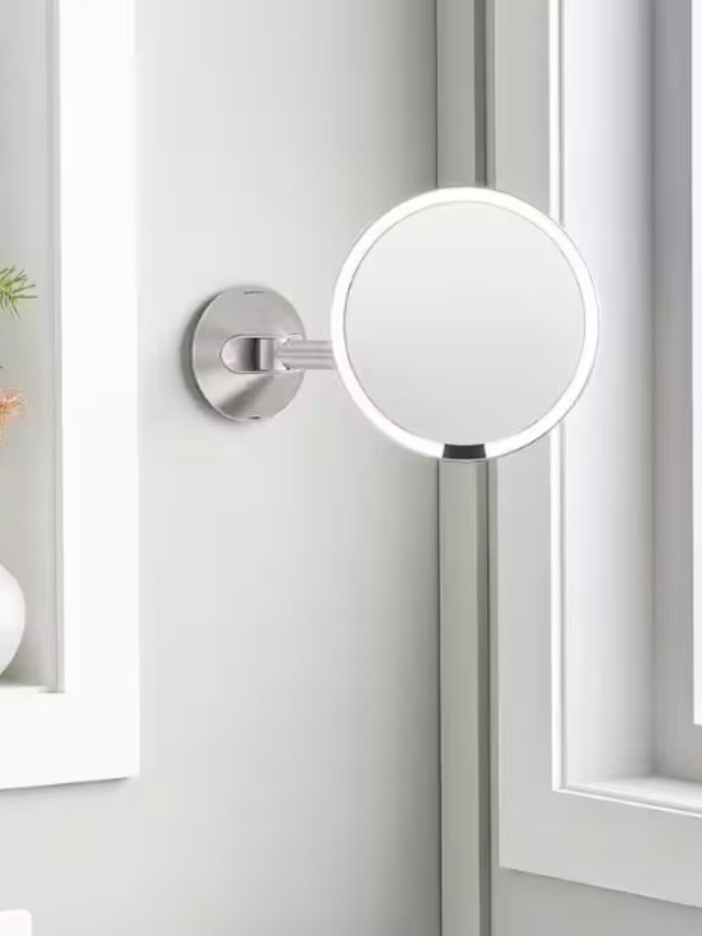 MSRP $200 | Simplehuman 8" Wall Mount Sensor Mirror 5X Brushed Steel - NIB